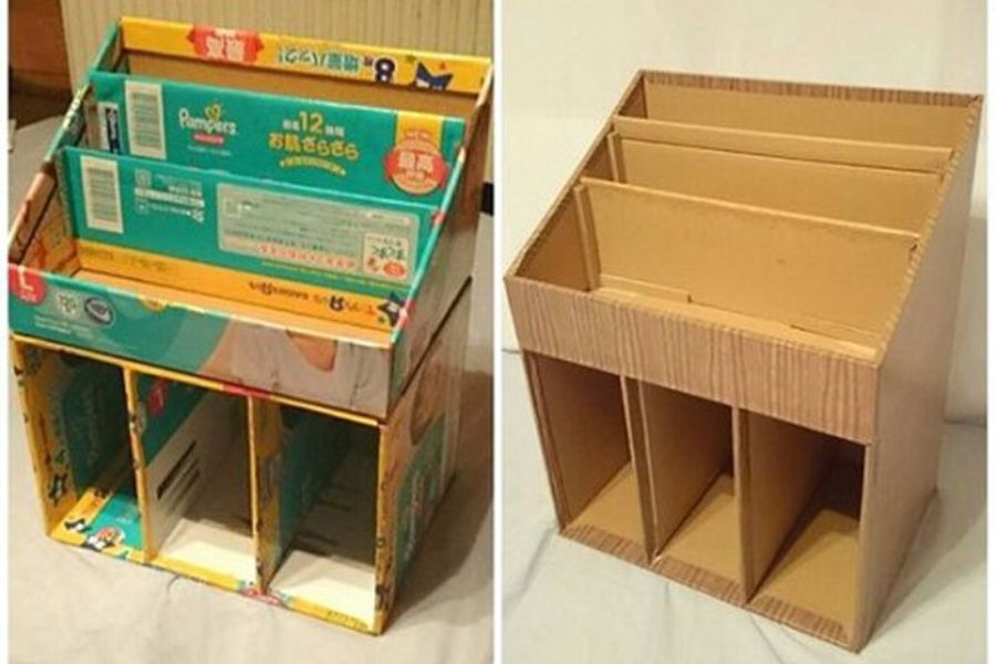 cách làm kệ đựng sách bằng giấy carton