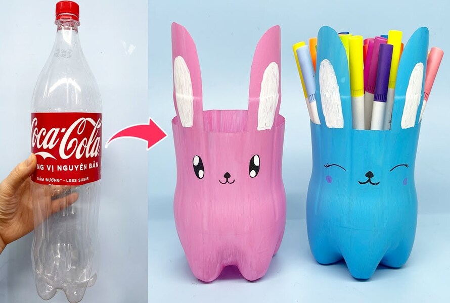 Cách làm đồ dùng học tập bằng chai nhựa