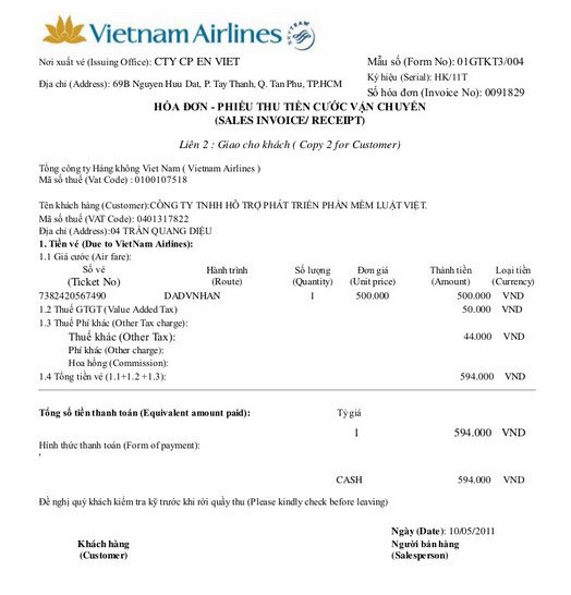 Các chứng từ vận tải, ngân hàng có giá trị như hóa đơn
