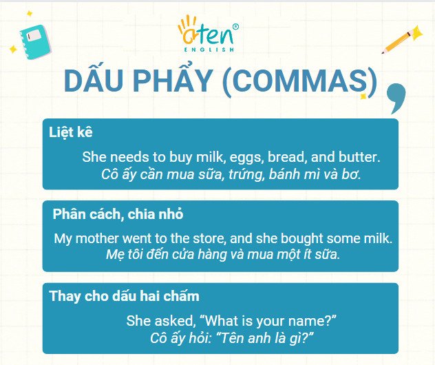 Cách dùng dấu phẩy trong tiếng Anh