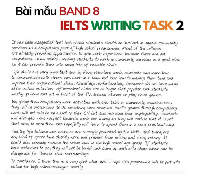 Cấu trúc và nội dung bài mẫu IELTS Writing Task 2 Band 7 hiệu quả