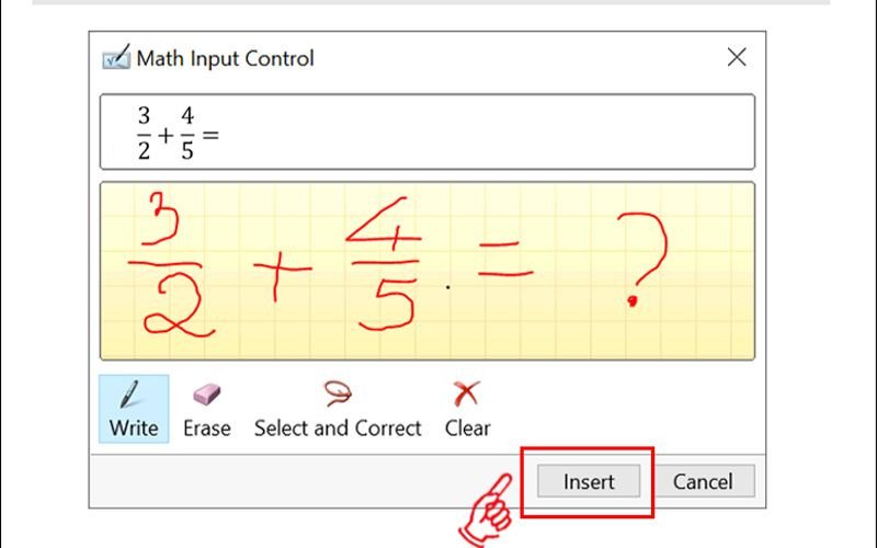 Chèn công thức từ Ink Equation vào Word