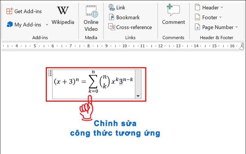 Chỉnh sửa công thức toán học trong Word bằng Equation