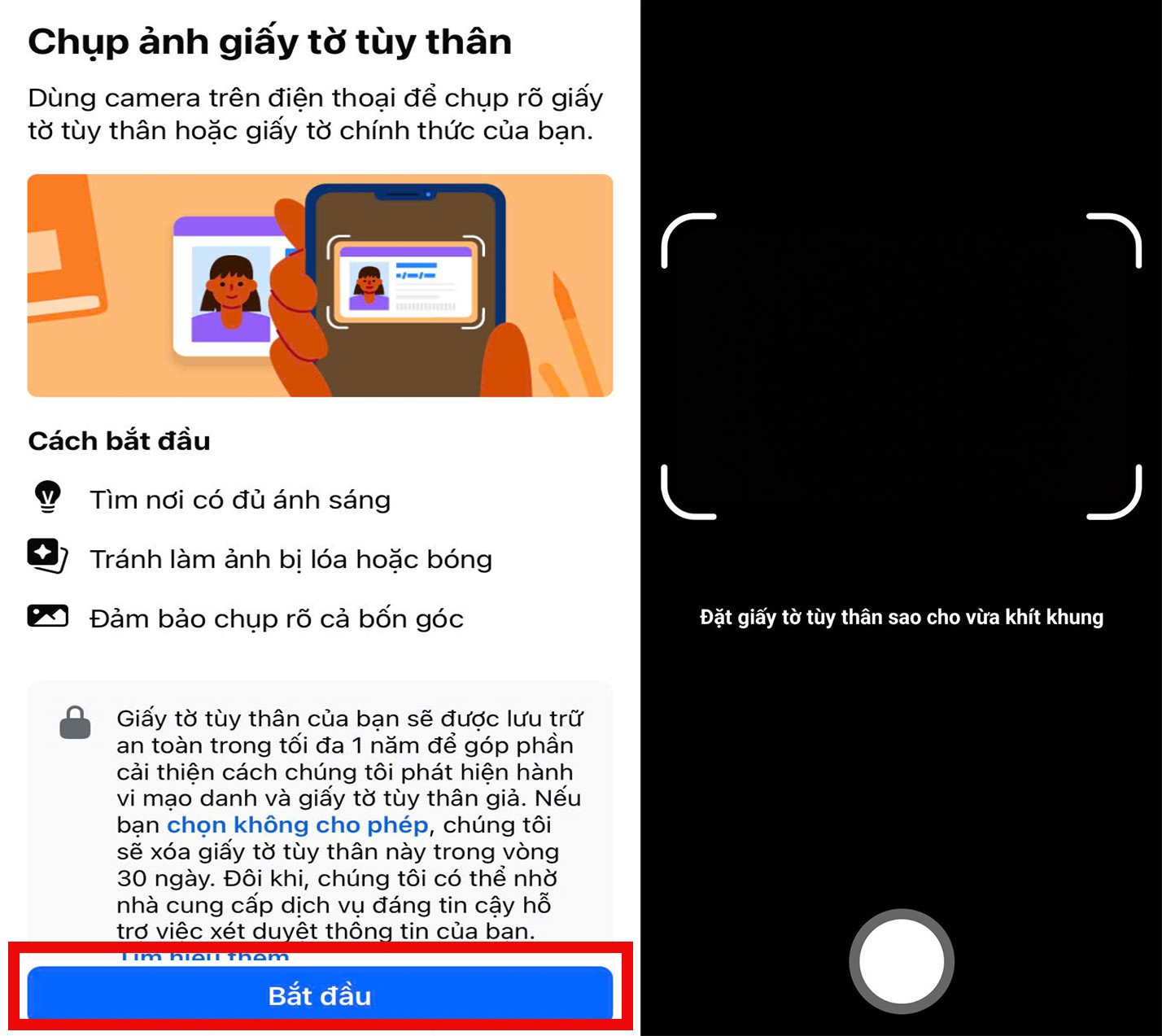 Chụp ảnh Căn cước công dân để tải lên Facebook