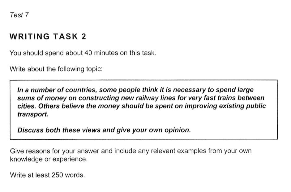 Đề thi mẫu phần IELTS Writing Task 2