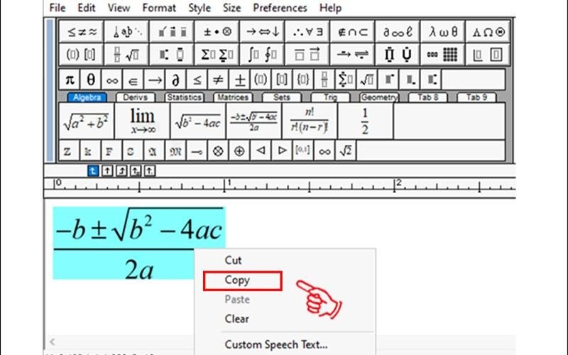 Giao diện soạn thảo công thức MathType