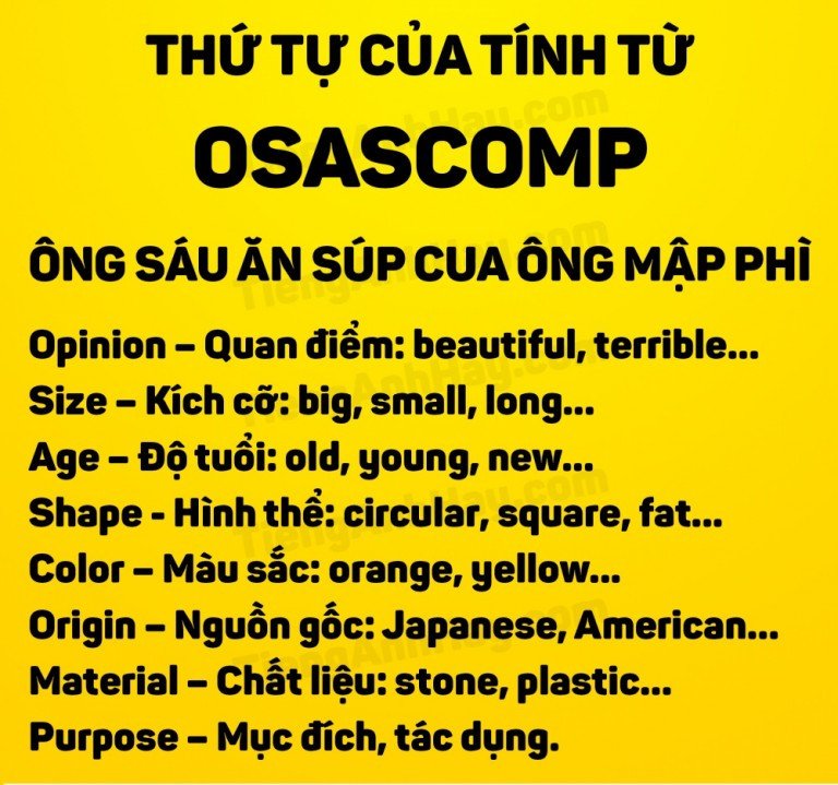 Học tiếng Anh hiệu quả với trật tự tính từ