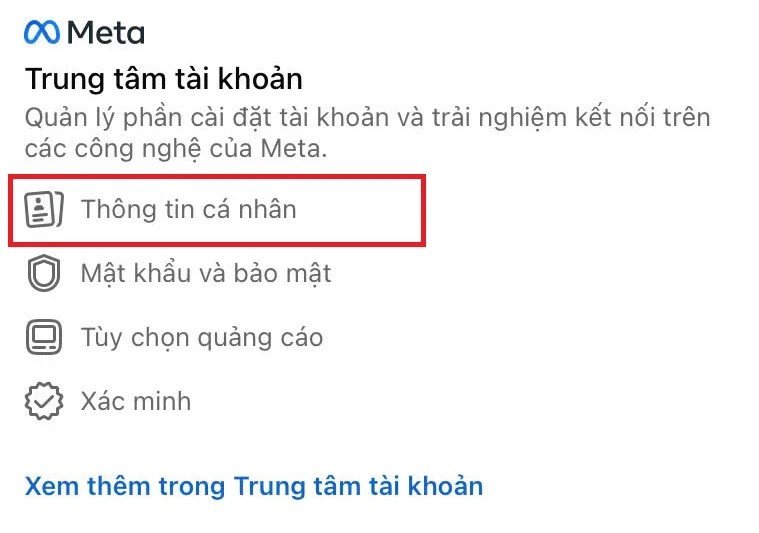 Truy cập mục thông tin cá nhân trên Facebook