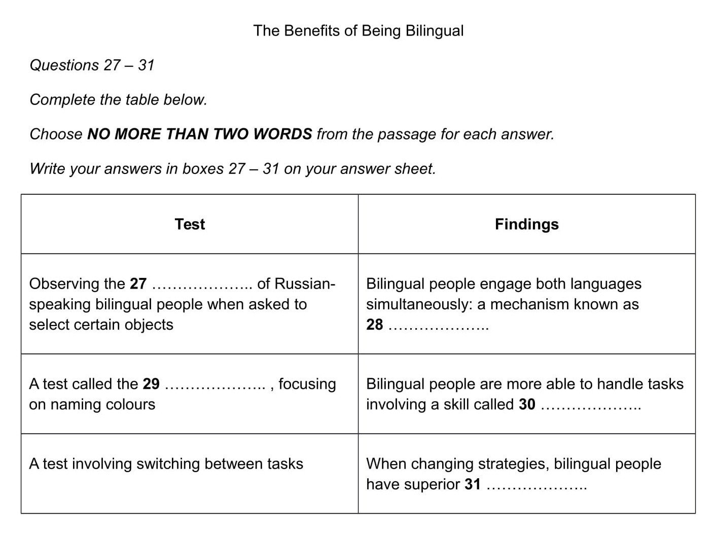 Bài đọc và bảng câu hỏi mẫu cho dạng Table Completion IELTS Reading