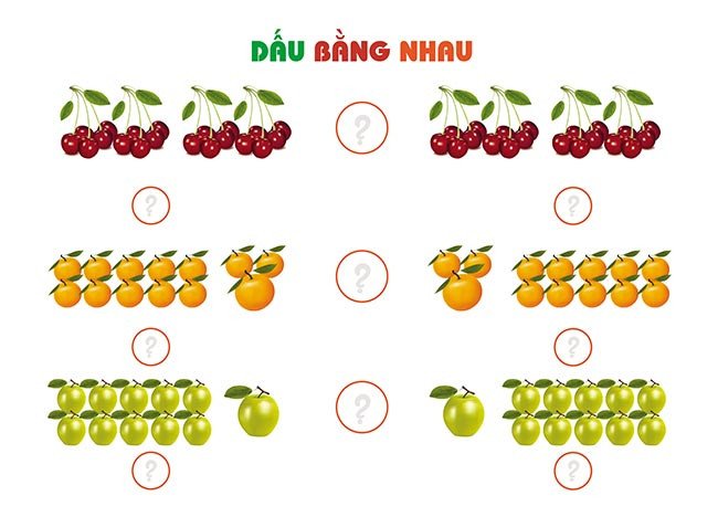 Bài tập so sánh số lượng cho trẻ học toán tư duy
