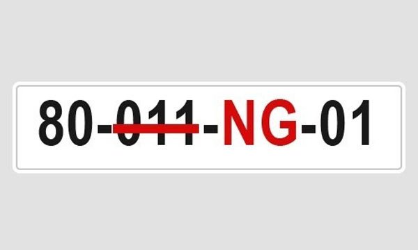 Biển số xe ngoại giao NG nền trắng chữ đỏ