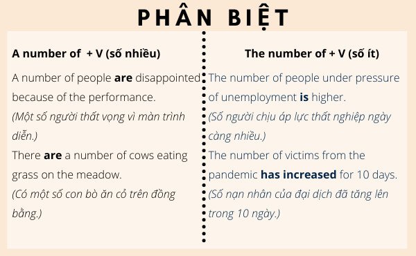 Biểu đồ cấu trúc A number of với động từ số nhiều