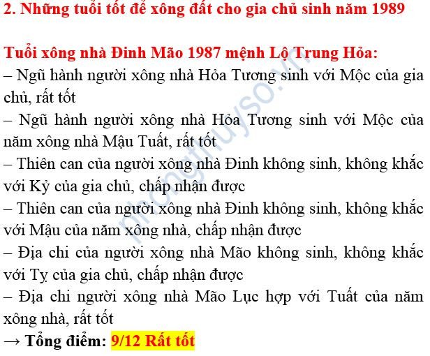 Các tiêu chí đánh giá tuổi xông đất 2018 cho gia chủ Kỷ Tỵ 1989