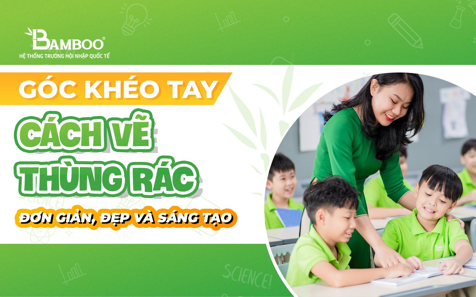 Chiếc thùng rác được trang trí hình ảnh thiên nhiên sinh động