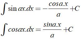 Công thức tính nguyên hàm hàm lượng giác