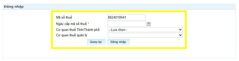 Đăng nhập hệ thống Thuế điện tử eTax bằng tài khoản Thuế điện tử