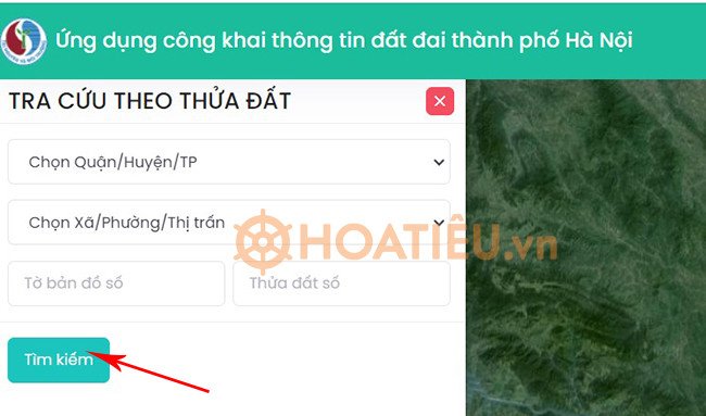 Form nhập thông tin số tờ, số thửa để tra cứu thửa đất online