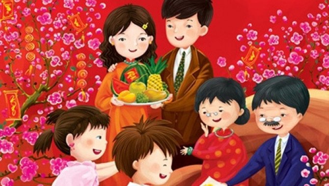 Gia đình sum họp bên mâm cơm tất niên ấm cúng ngày cuối năm