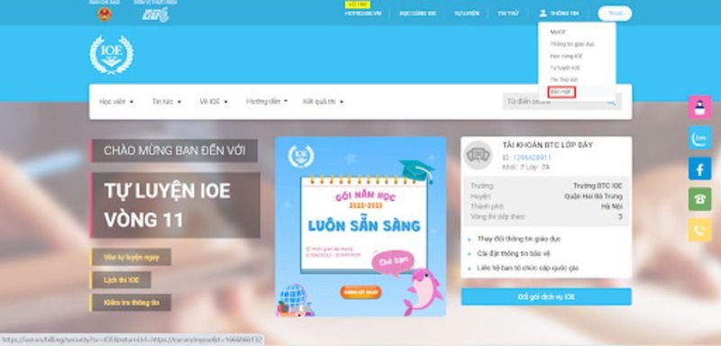 Giao diện các tùy chọn cài đặt bảo mật cho tài khoản IOE