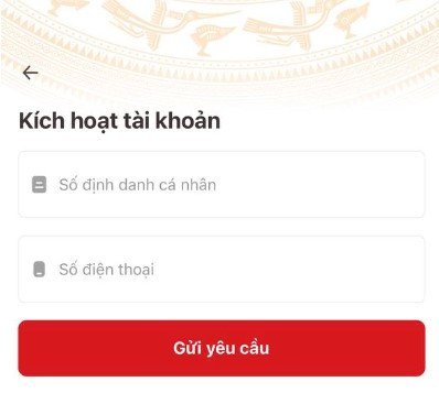Giao diện nhập Số định danh cá nhân và Số điện thoại để kích hoạt VNeID