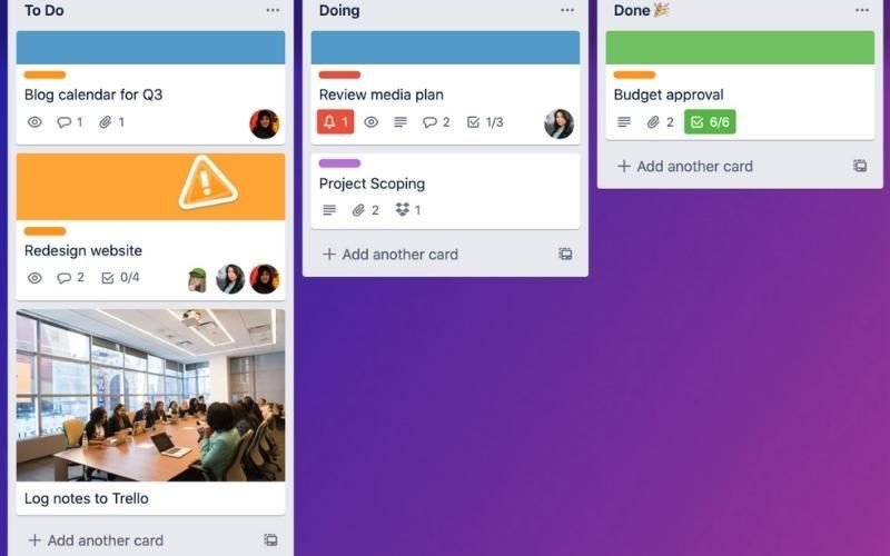 Giao diện ứng dụng Trello hỗ trợ lập kế hoạch học tập và quản lý công việc