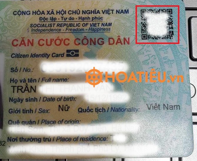 Hình ảnh thẻ CCCD gắn chip với mã QR cần quét
