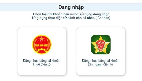 Lựa chọn đăng nhập hệ thống Thuế điện tử eTax cho cá nhân