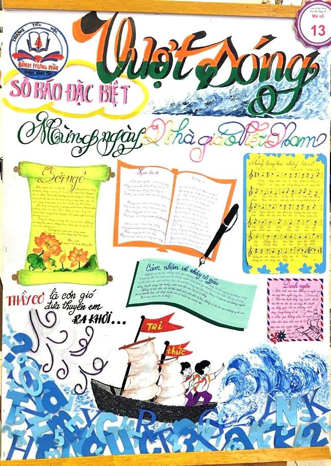 Mẫu báo tường 20/11 với chủ đề Vượt sóng