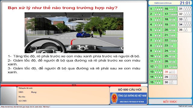 Mô phỏng bài thi lý thuyết sát hạch giấy phép lái xe