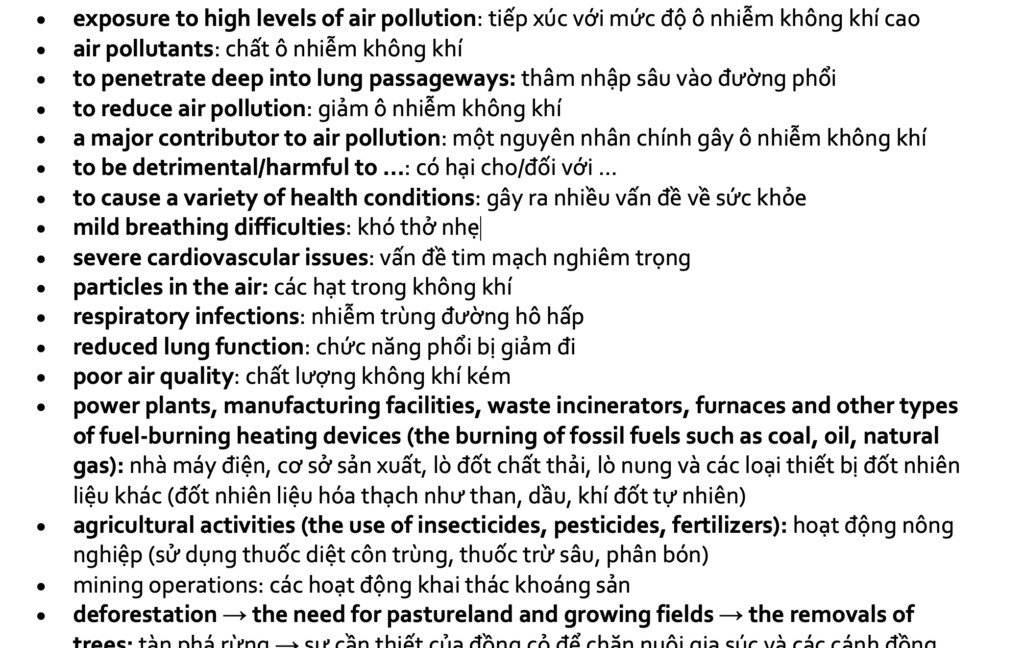 Mô tả ô nhiễm không khí ở thành phố