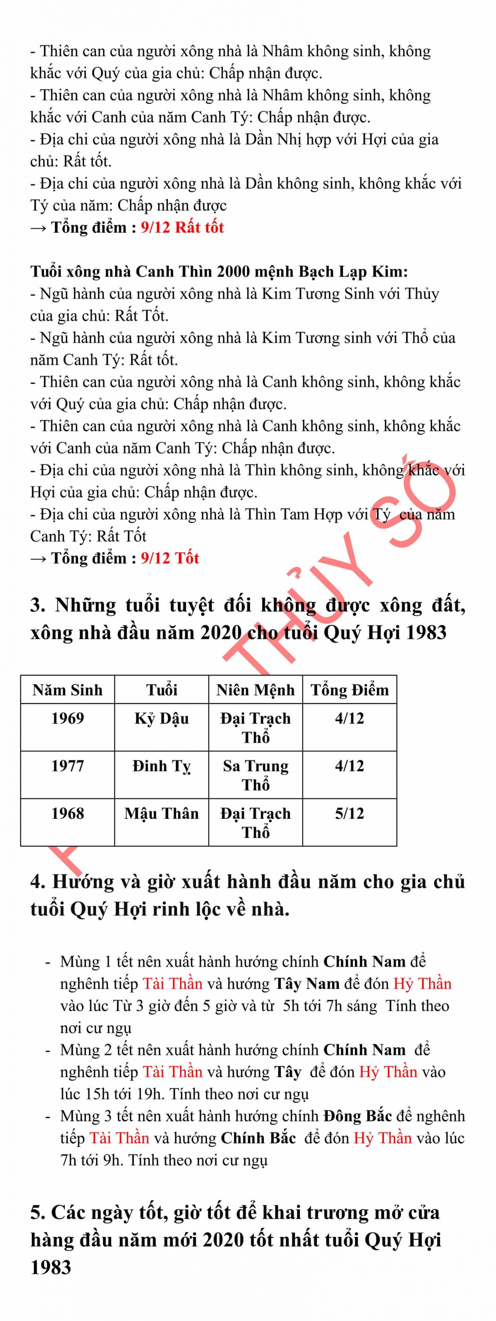 Người tuổi Quý Hợi 1983 xem tuổi xông nhà năm 2020 theo phong thủy