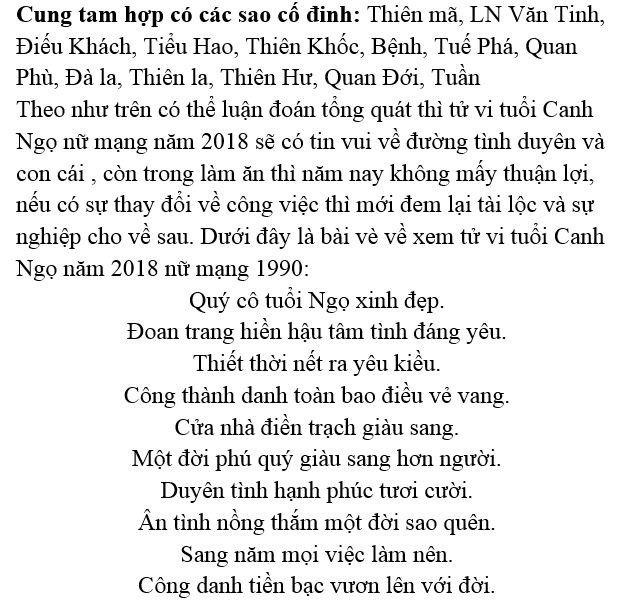 Phân tích công danh tài lộc của nữ mạng Canh Ngọ năm Mậu Tuất