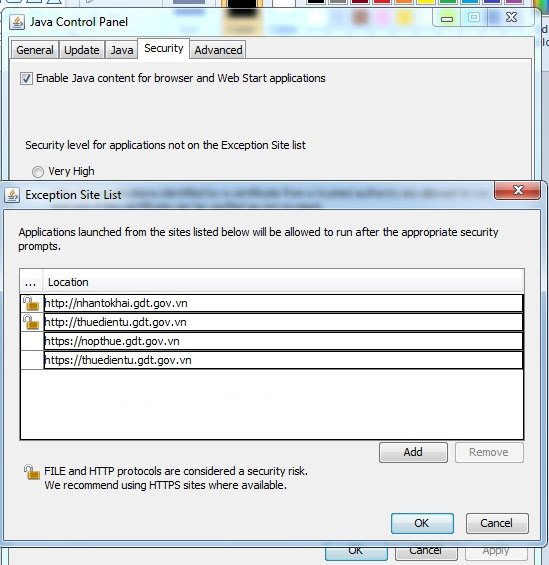 Thêm địa chỉ website hệ thống Thuế điện tử eTax vào danh sách tin cậy