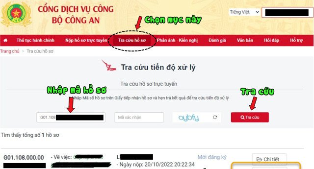 Thông báo nộp hồ sơ đăng ký thường trú online thành công và mã tra cứu