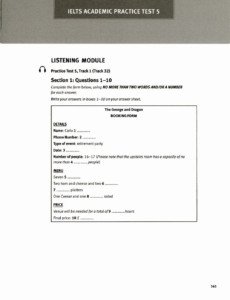 Ví dụ về dạng Booking Form trong IELTS Listening
