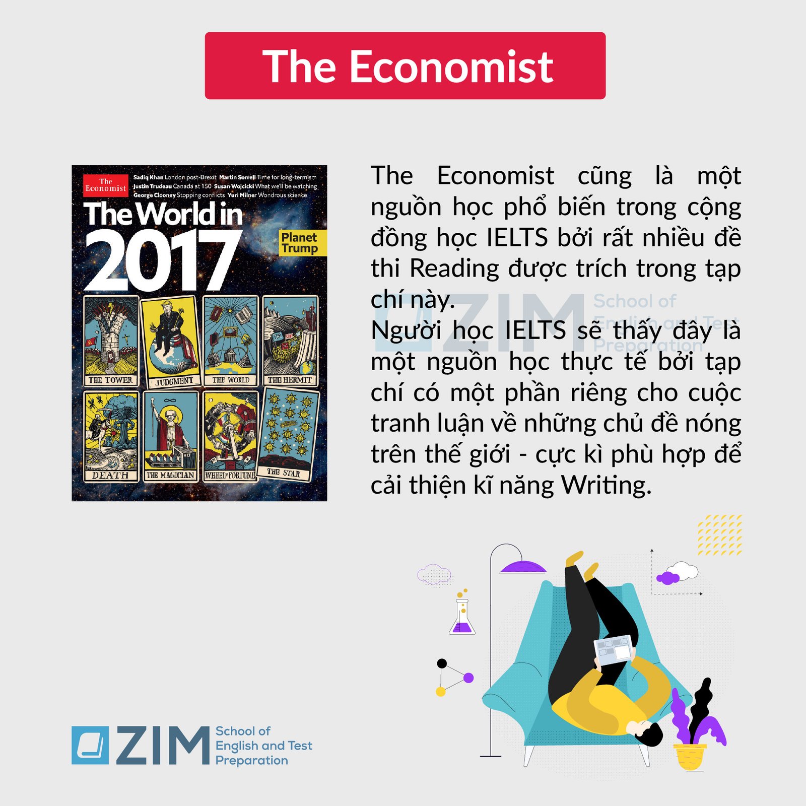 Bìa tạp chí The Economist, chuyên sâu về kinh tế và chính trị, giúp học tiếng Anh