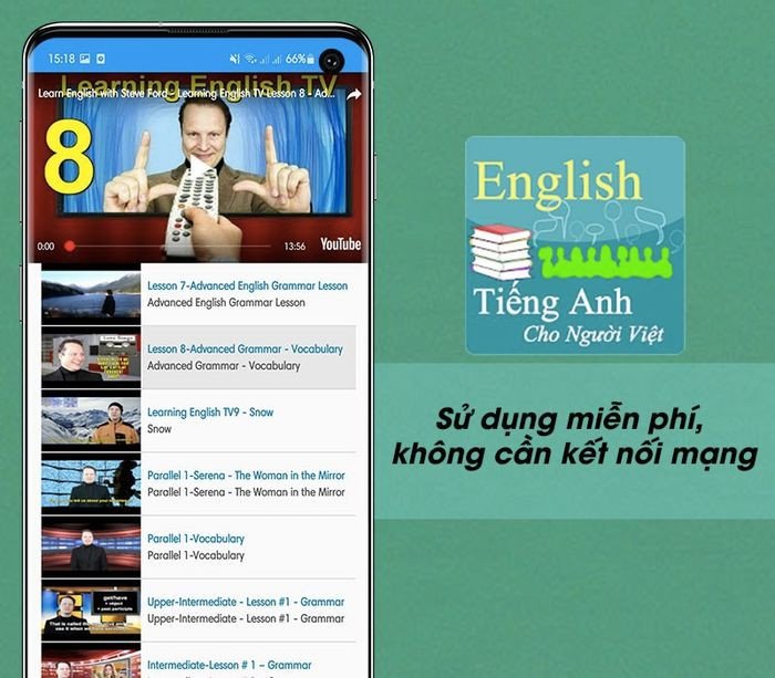 Biểu tượng ứng dụng di động cho việc học tiếng Anh giao tiếp không cần kết nối internet.