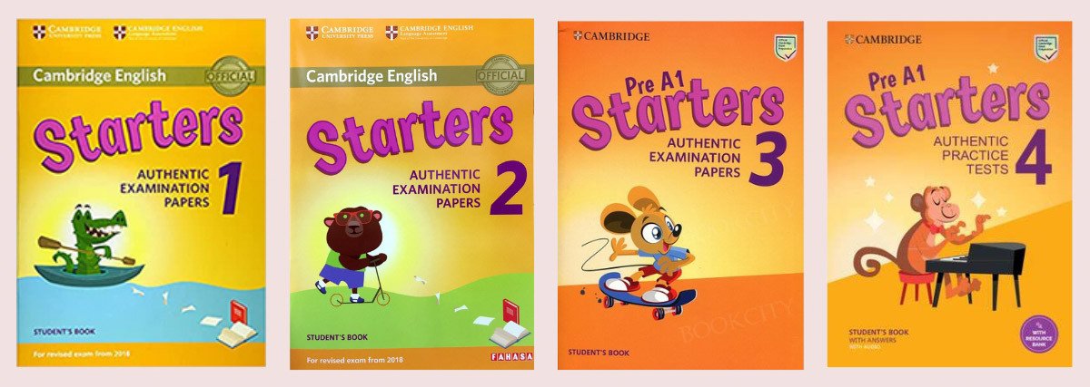 Bộ sách Cambridge English Pre A1 Starters 1-4 cung cấp các bài thi thử