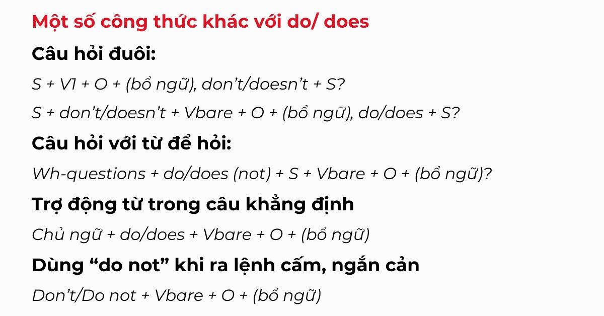 Các cấu trúc câu tiếng Anh sử dụng trợ động từ do và does