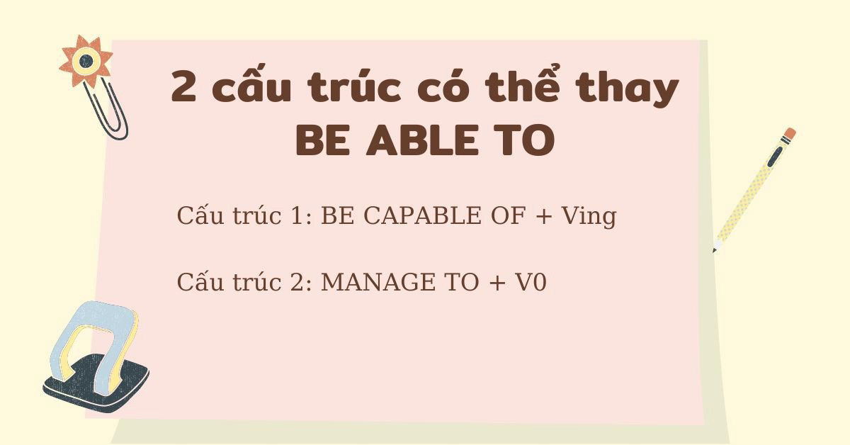 Các cấu trúc thay thế Be able to: Be capable of và Manage to