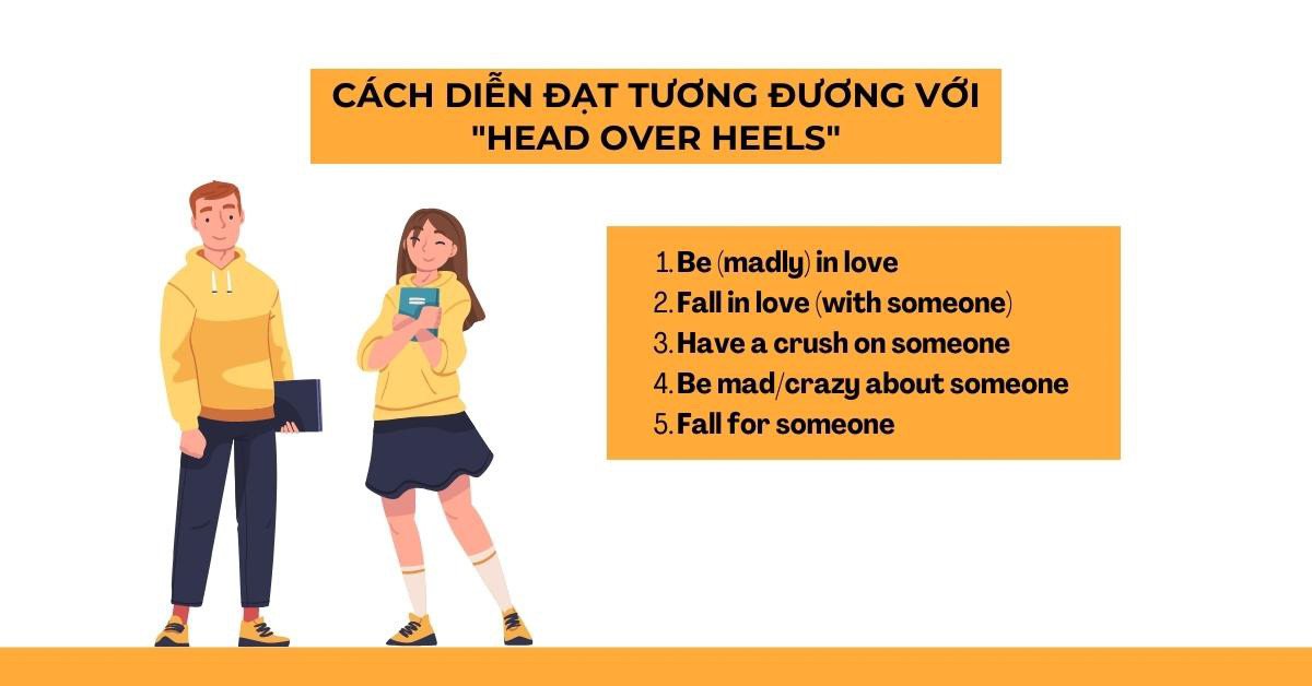 Các cụm từ tiếng Anh diễn tả tình yêu say đắm tương tự Head over heels