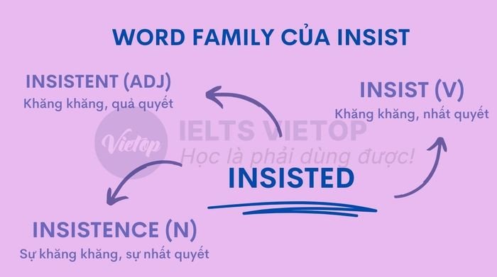 Các từ thuộc họ từ của insist trong tiếng Anh