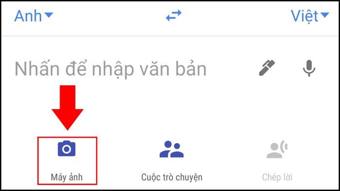 Chạm vào biểu tượng Máy ảnh để bắt đầu dịch