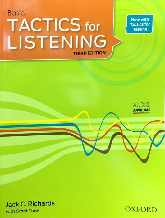 Cuốn sách Strategies For Listening với bìa màu xanh dương và hình ảnh người đang nghe nhạc
