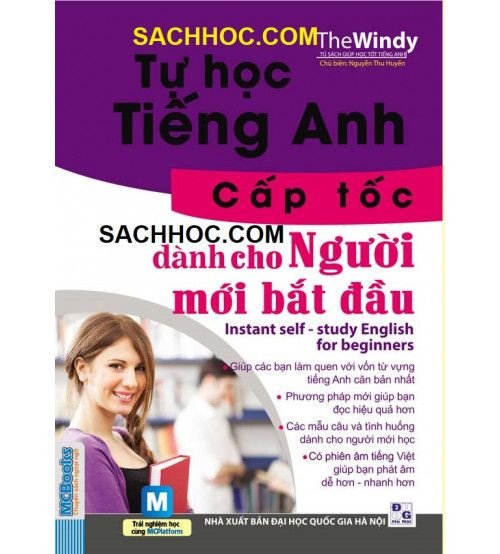 Cuốn sách Tự học tiếng Anh nhanh chóng cho người mới bắt đầu - The Windy, bìa sách màu xanh