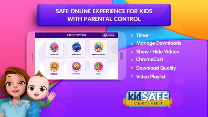 Giao diện thân thiện của ChuChu TV Lite với các video giáo dục tiếng Anh cho bé