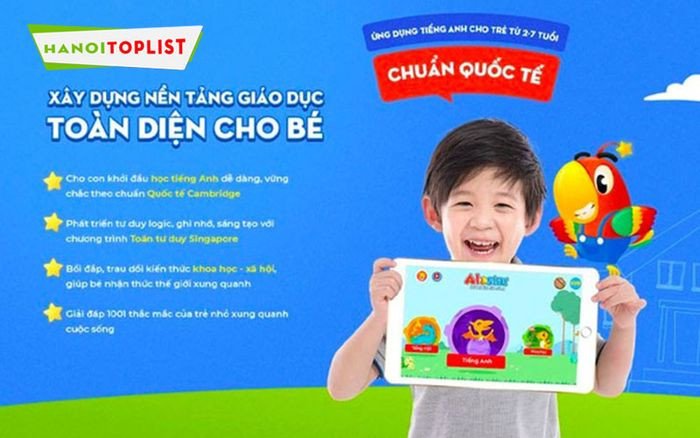 Giao diện ứng dụng Alostar thân thiện, hỗ trợ trẻ mầm non học tiếng Anh