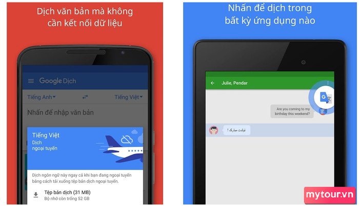 Giao diện ứng dụng Google Dịch tiện lợi để dịch tiếng Anh sang tiếng Việt