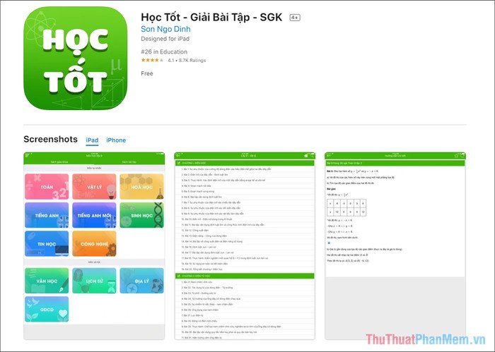 Giao diện ứng dụng Học Tốt, giúp giải bài tập tiếng Anh offline tiện lợi