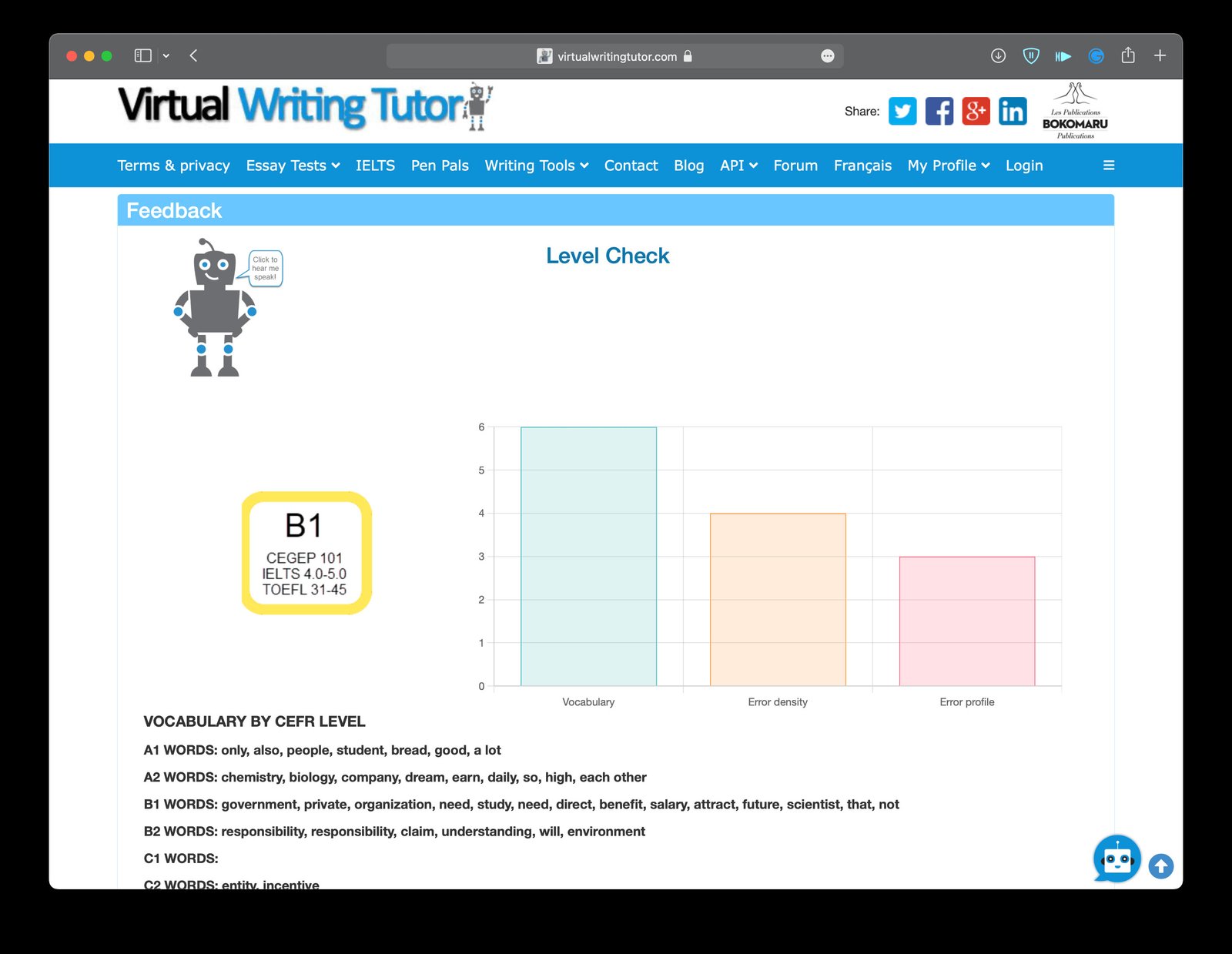 Giao diện và các tính năng đa dạng của Virtualwritingtutor